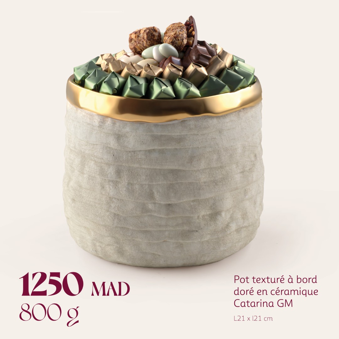 Pot texturé à bord doré en céramique Catarina